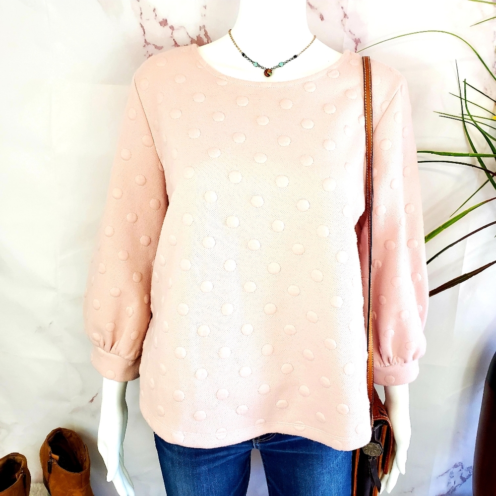 Anthropologie W5 textured polka dot sweater